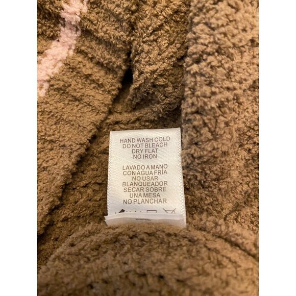 Love Tree Sweater Women’s L Brown V-Neck Ribbed Knit Striped Trim - Picture 5 of 13